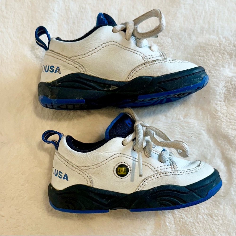DC Toddler White and Blue Sneakers - Size: 5
